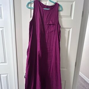Simons Linen Sleeveless Maxi Dress in Deep Purple